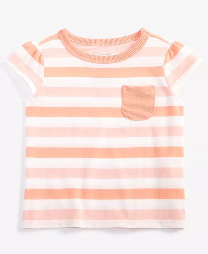 

Футболка из хлопковой смеси Prairie Stripe для маленьких девочек First Impressions, розовый