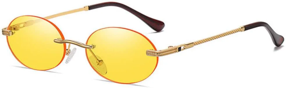 

MUTYNE Модные овальные солнцезащитные очки для мужчин, маленькие, без оправы, роскошные, для женщин, металлические, синие солнцезащитные очки, C05 Gold Yellow