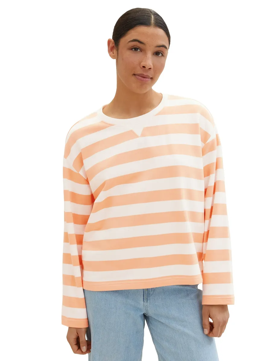 

Толстовка TOM TAILOR в полоску, цвет Peach Offwhite Bold Stripe