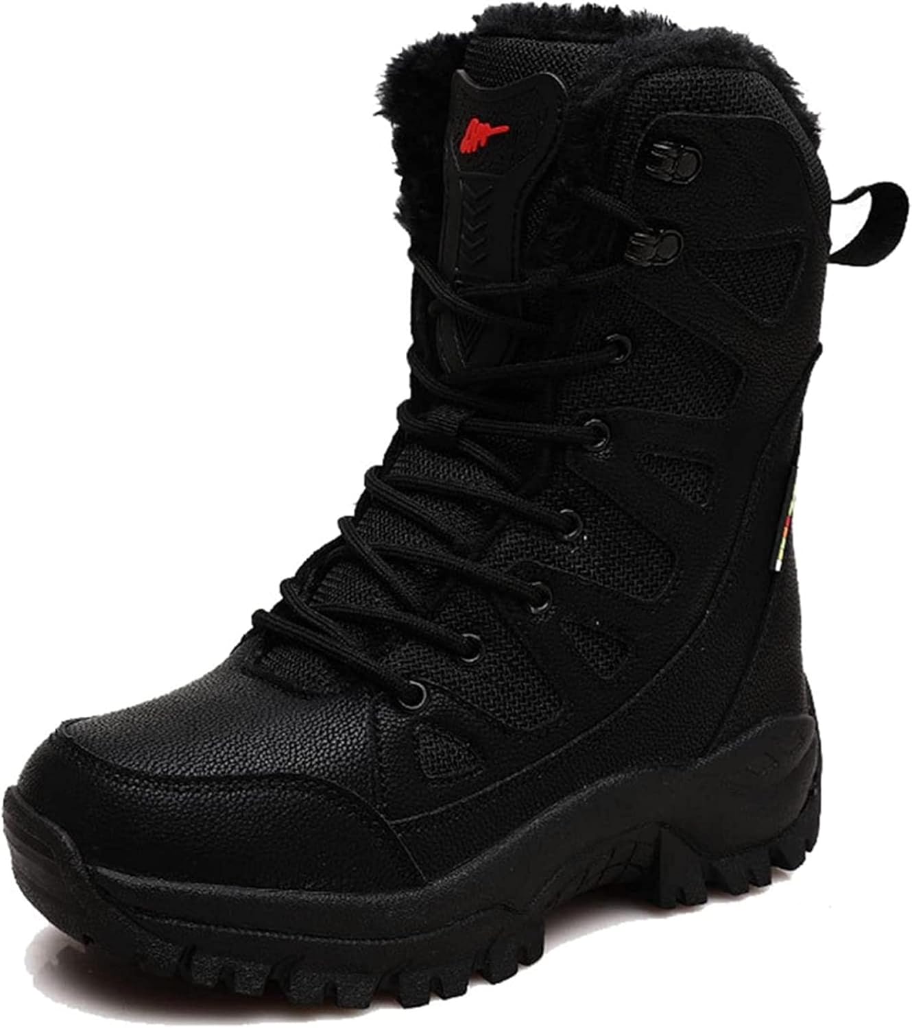 

Мужские зимние ботинки Yiozoi, водонепроницаемые, полностью с мехом, высокие, на шнуровке, тренировочные, противоскользящие, удобные, повседневные ботинки до щиколотки для снега, черный
