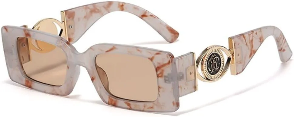 

Солнцезащитные очки прямоугольной формы 2027 года для мужчин и женщин, квадратные солнцезащитные очки для путешествий, винтажные, ретро, ​​UV400 MTZJH, Brown