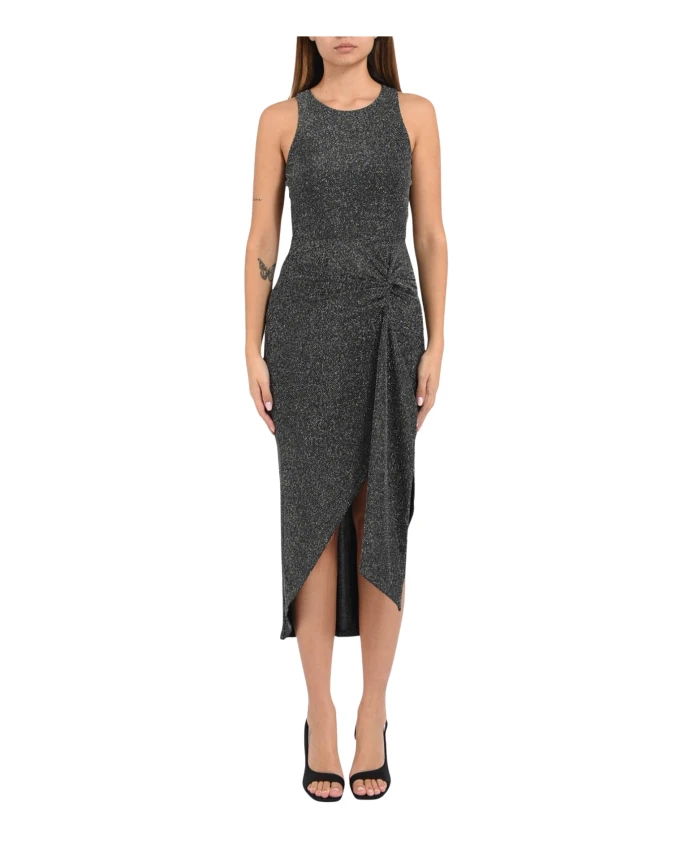 

Платье миди из люрекса с драпировкой Patrizia Pepe, черный