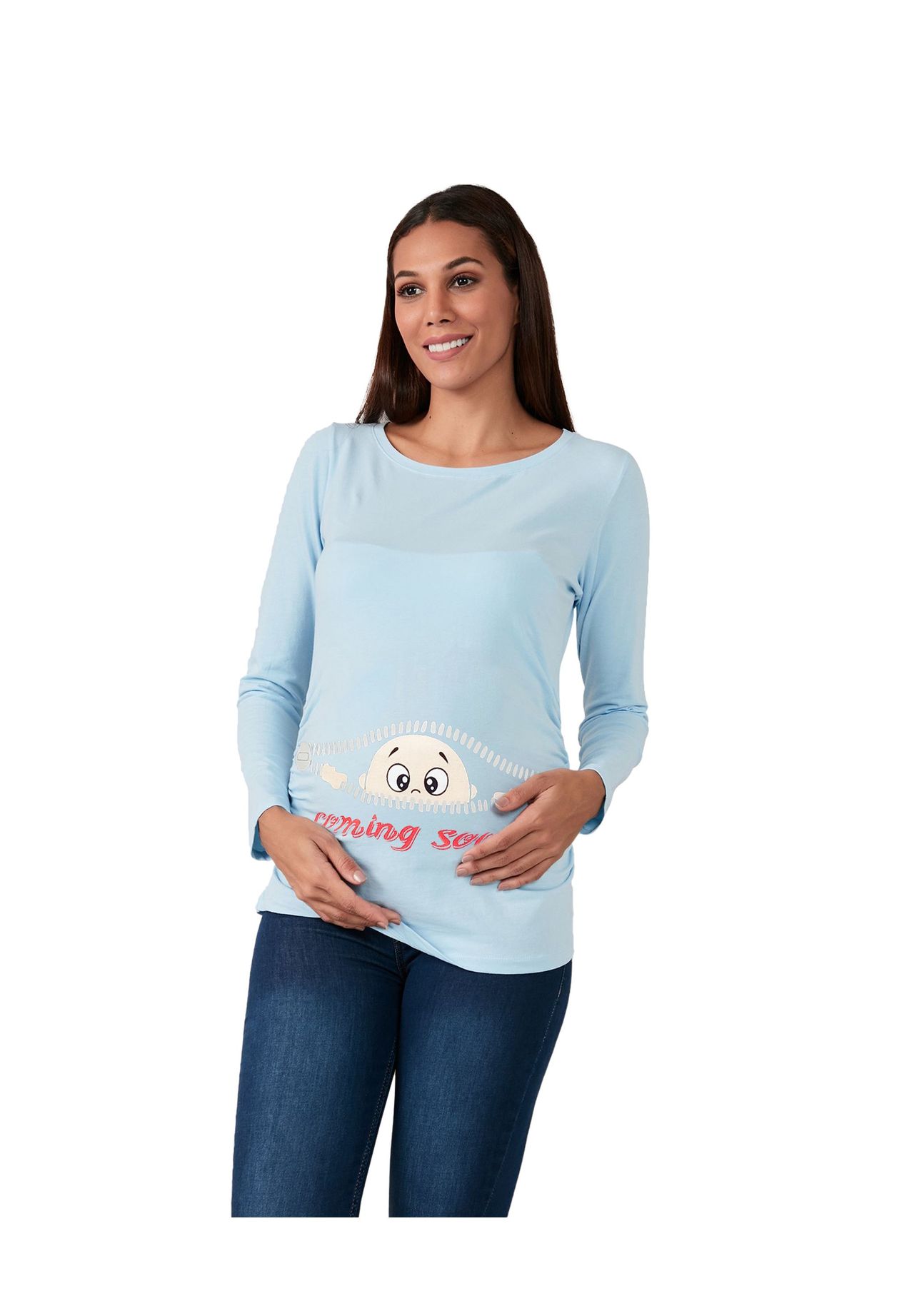 

Рубашка с длинными рукавами и мотивом Comingскоро для беременных M.M.C., цвет Babyblau