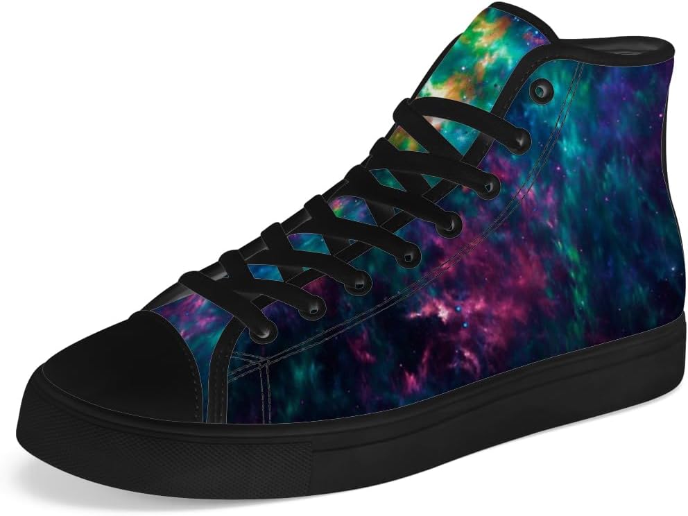 

Кеды Chebing Galaxy на высокой подошве из ткани, высокие кроссовки на шнуровке, повседневная обувь, подарок для мужчин и женщин, зеленый/фиолетовый