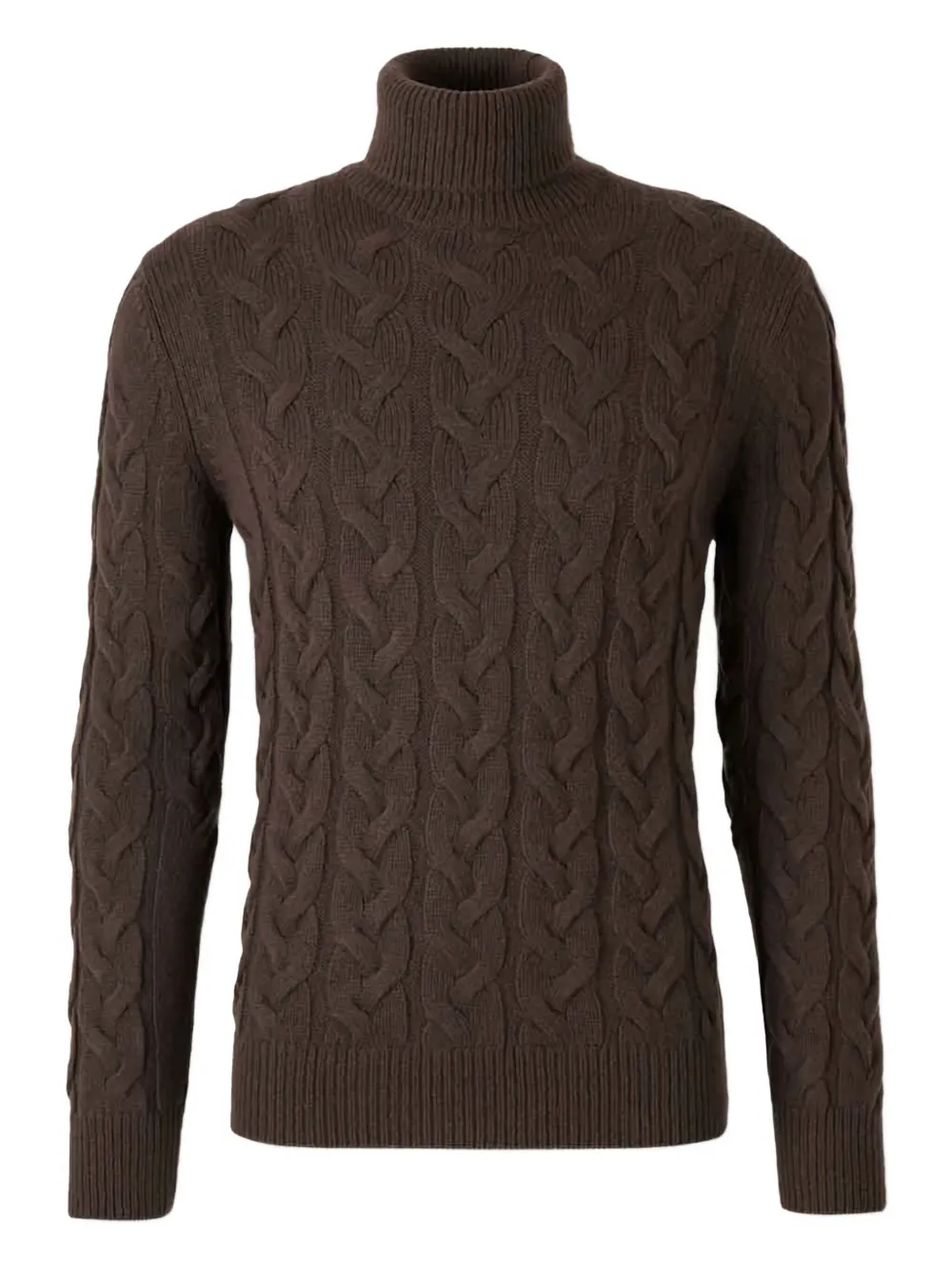 

Свитер фактурной вязки с высоким воротником Gran Sasso, коричневый