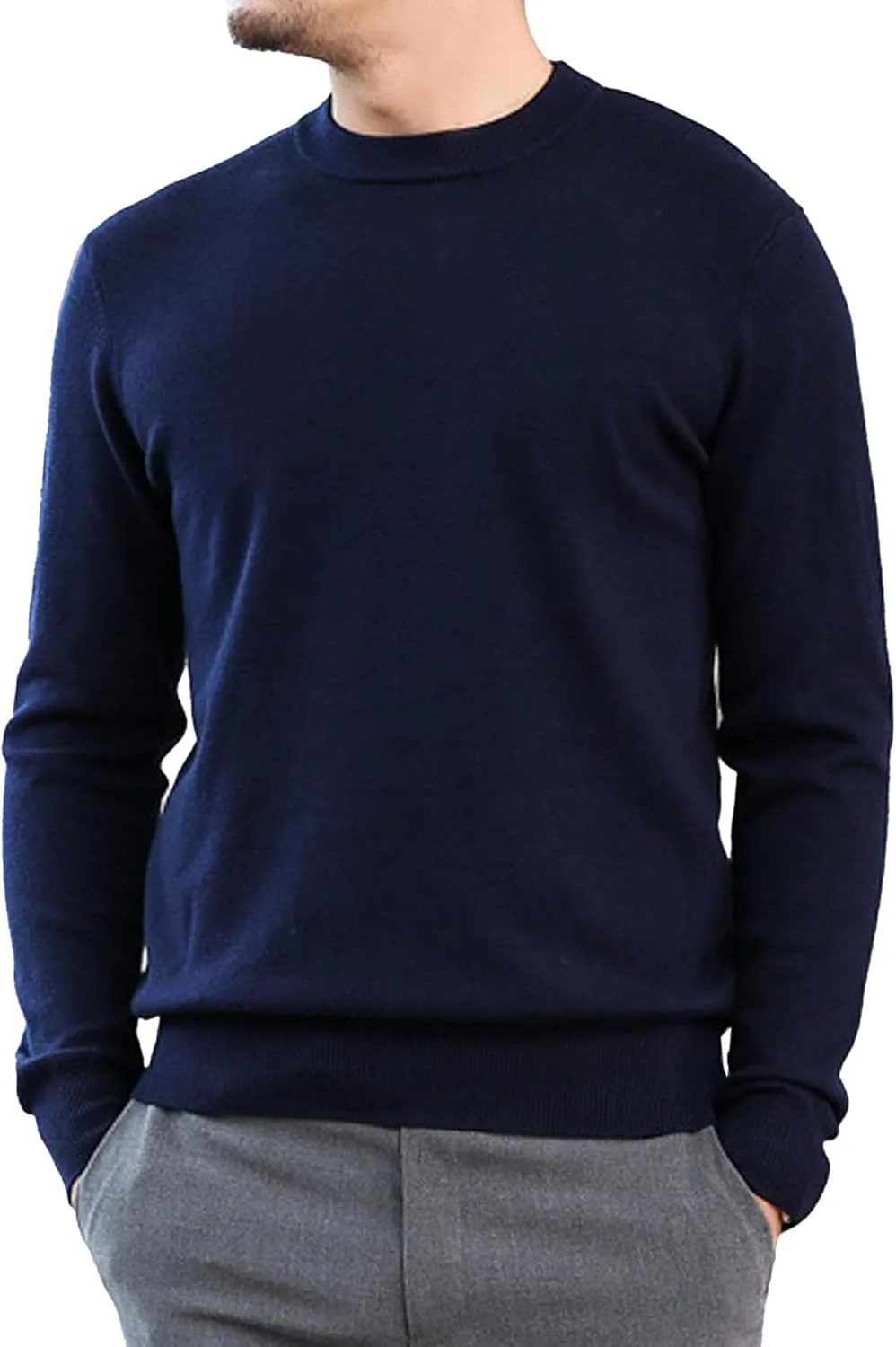 

Мужской свитер с длинным рукавом и круглым вырезом Slim Fit