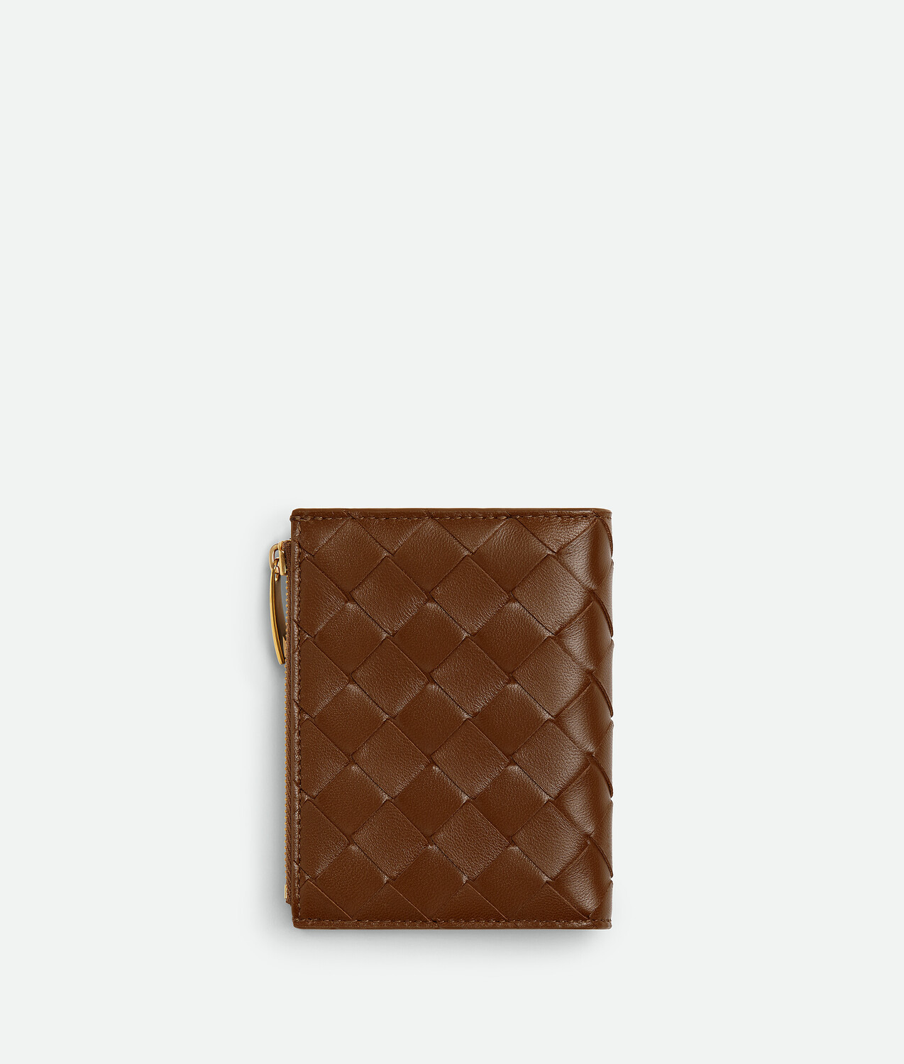 Компактное двухсложное портмоне intrecciato BOTTEGA VENETA, ноччиола/темный бароло — фото 3