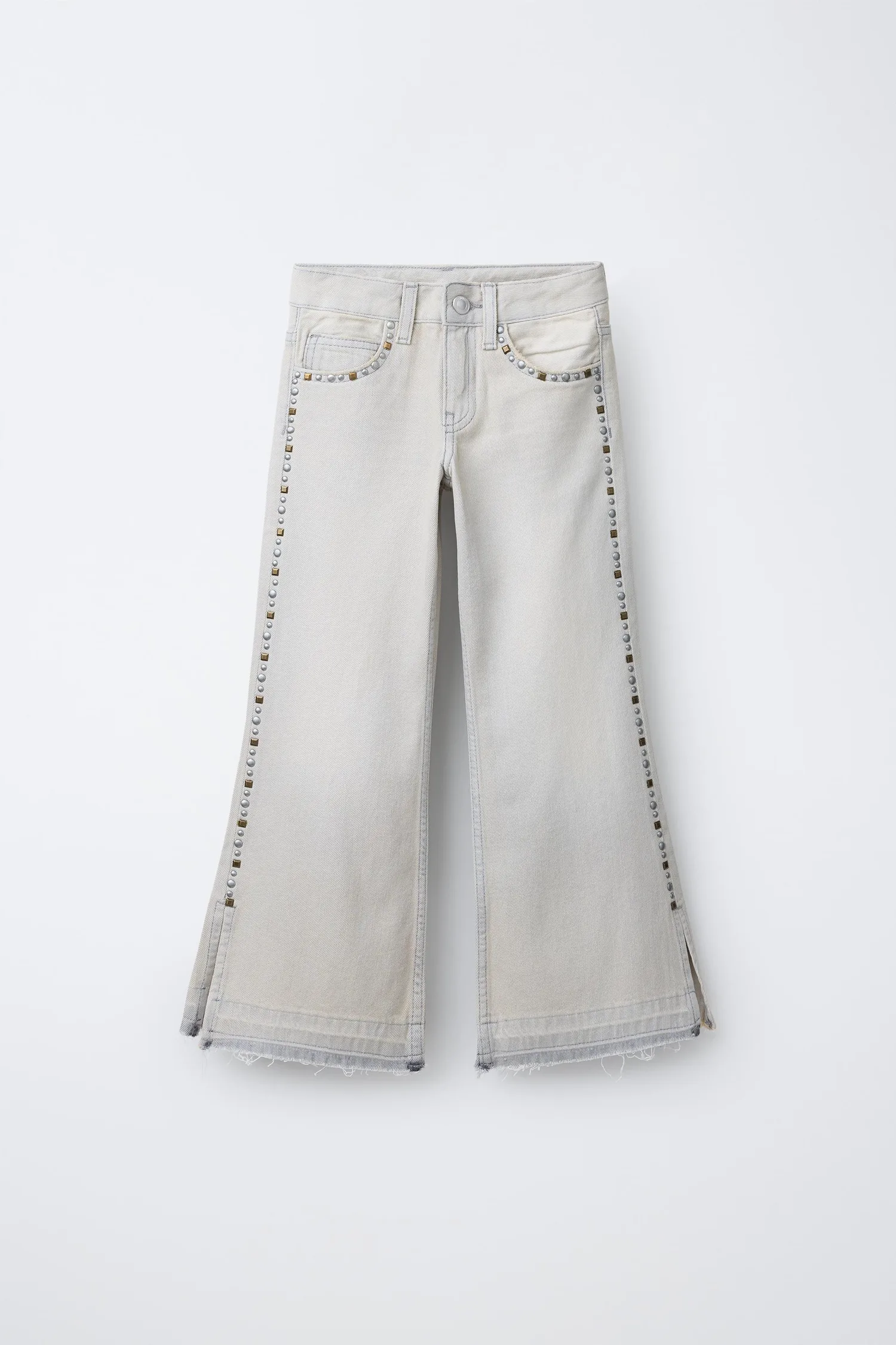 Джинсы-клеш с заклепками Zara, серый