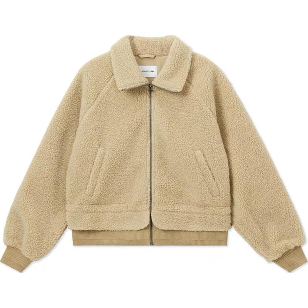 

LACOSTE Женское пальто молочного цвета с бархатистой текстурой, 02S/Milk Coffee