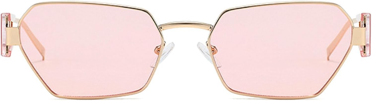 

Винтажные солнцезащитные очки «кошачий глаз» для женщин и мужчин, роскошные, с нестандартной металлической оправой, многоугольные солнцезащитные очки для женщин, модные очки с защитой от УФ-излучения UV400 mincl, Pink