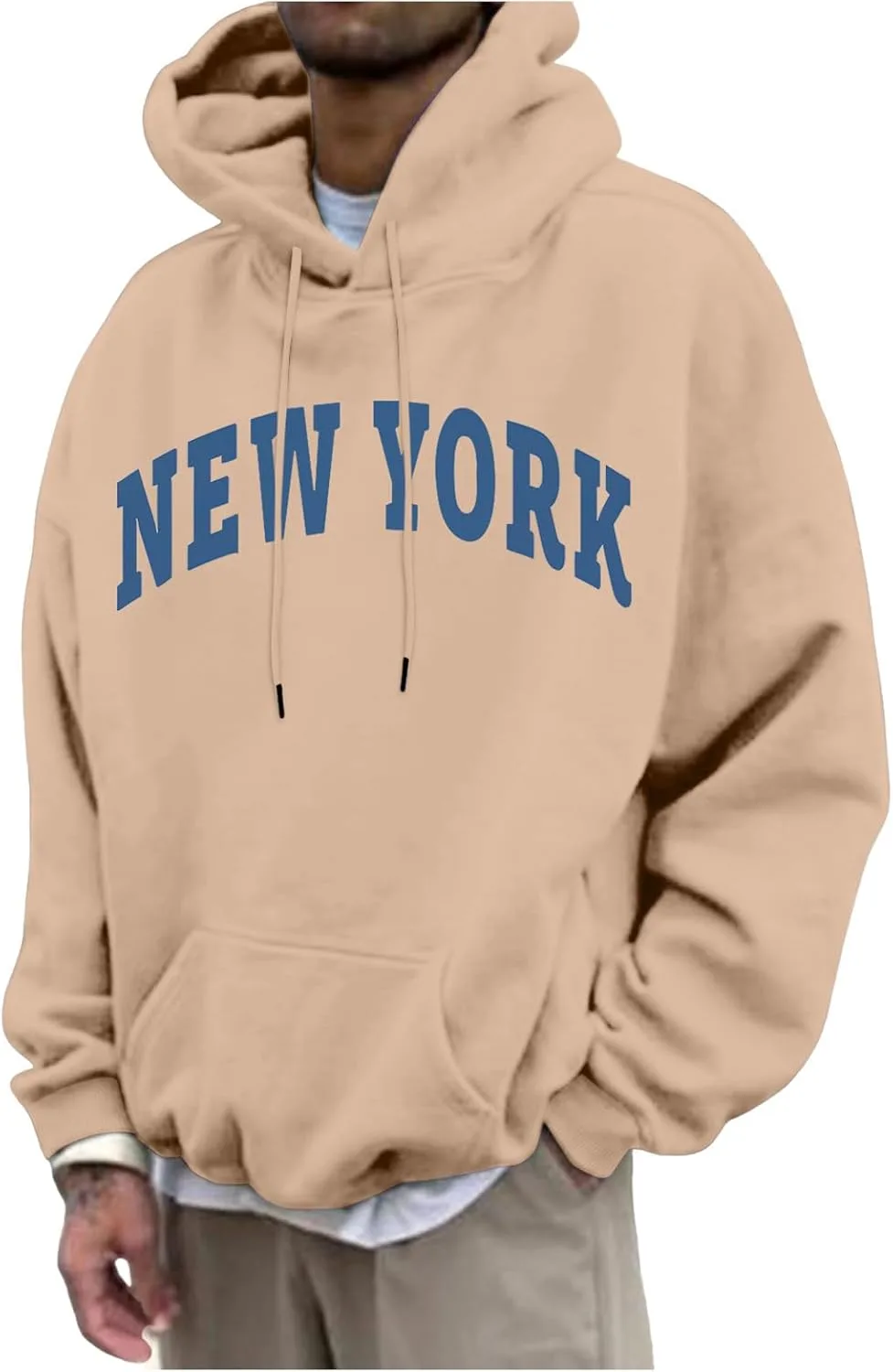 Графический худи для мужчин New York с принтом, оверсайз
