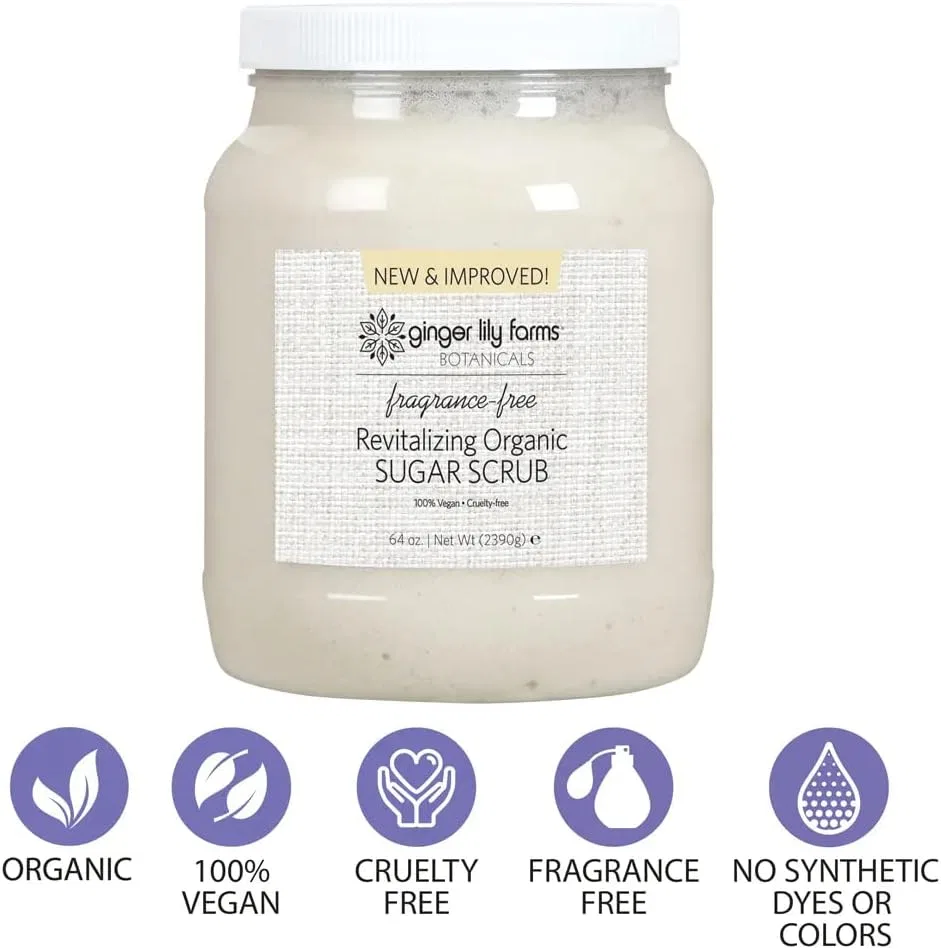 Скраб для тела сахарный органический Ginger Lily Farms, без отдушки, 64 oz — фото 3