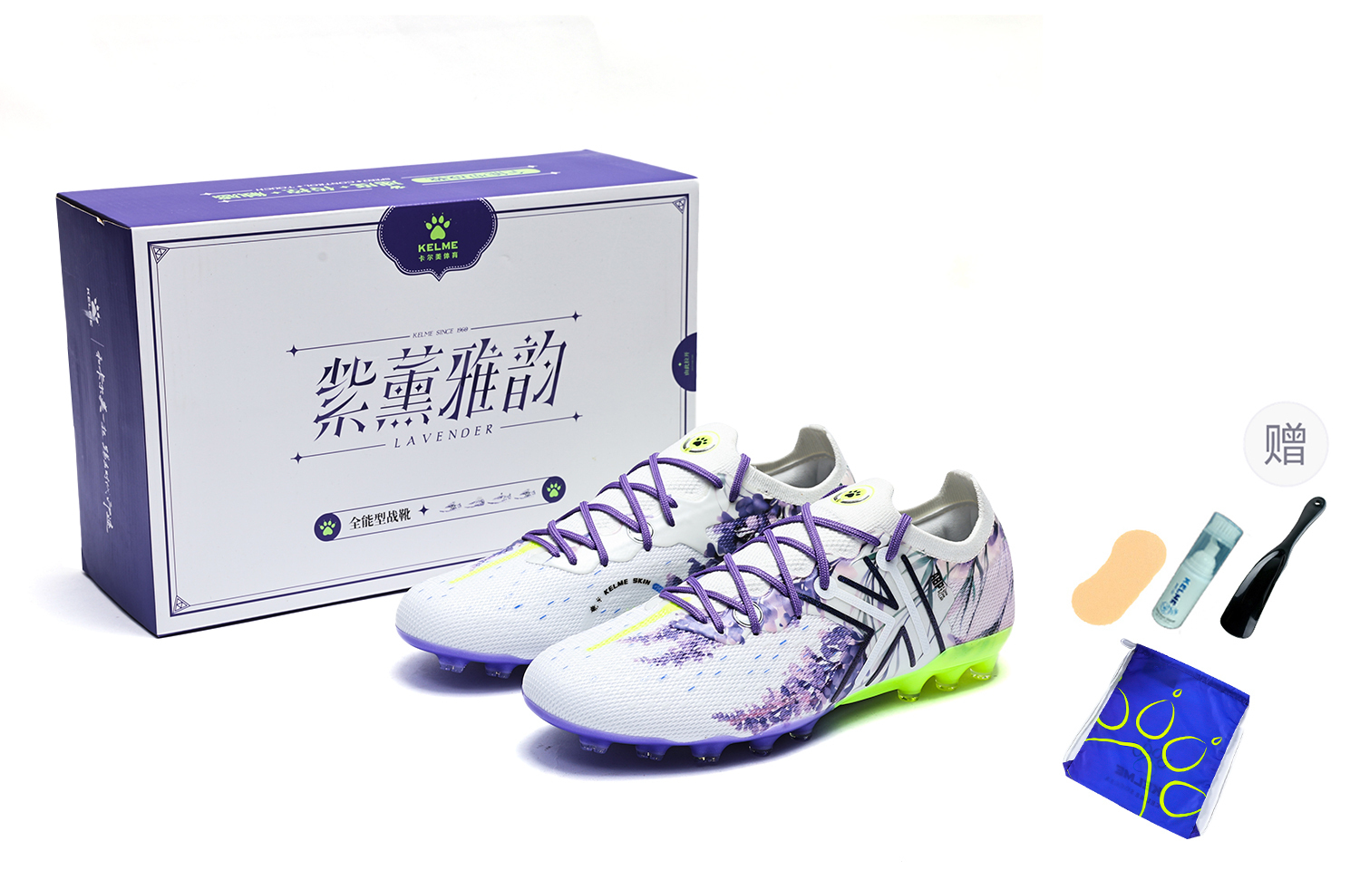 

KELME Ji Di 5.0 футбольные бутсы унисекс низкие бело-фиолетовые (белый фиолетовый) (подарок в комплекте), цвет White Purple (Gift Included)