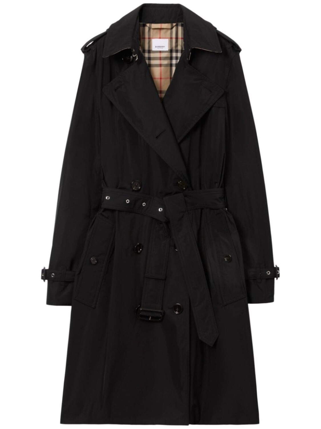 

Burberry двубортный тренч Kensington, черный