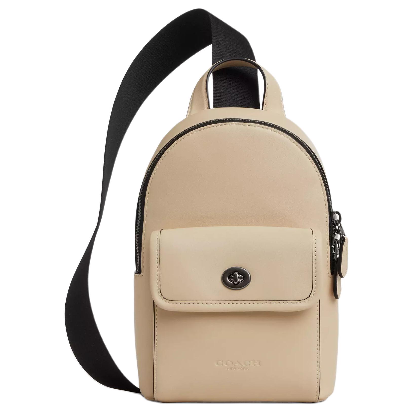 

COACH Кожаная сумка-слинг Cow Leather Sling Bag Trumpets для мужчин, цвет Ivory & Black