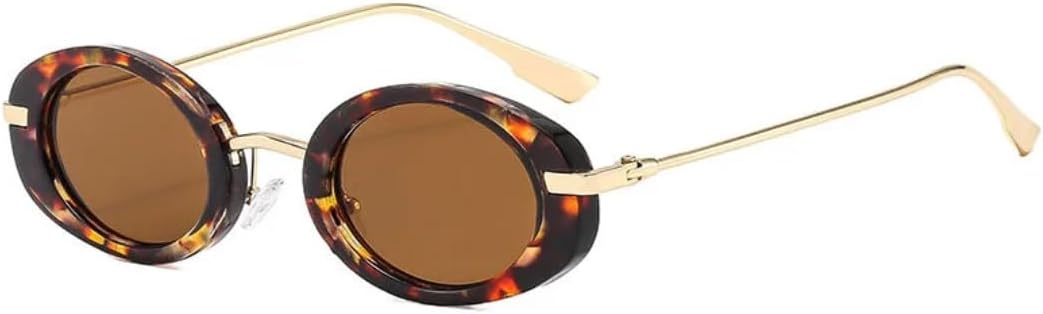 

Солнцезащитные очки с защитой UV400 | Овальная металлическая оправа в стиле панк | для женщин и мужчин, для занятий спортом на открытом воздухе и вождения DSVIGF, Leopard-brown