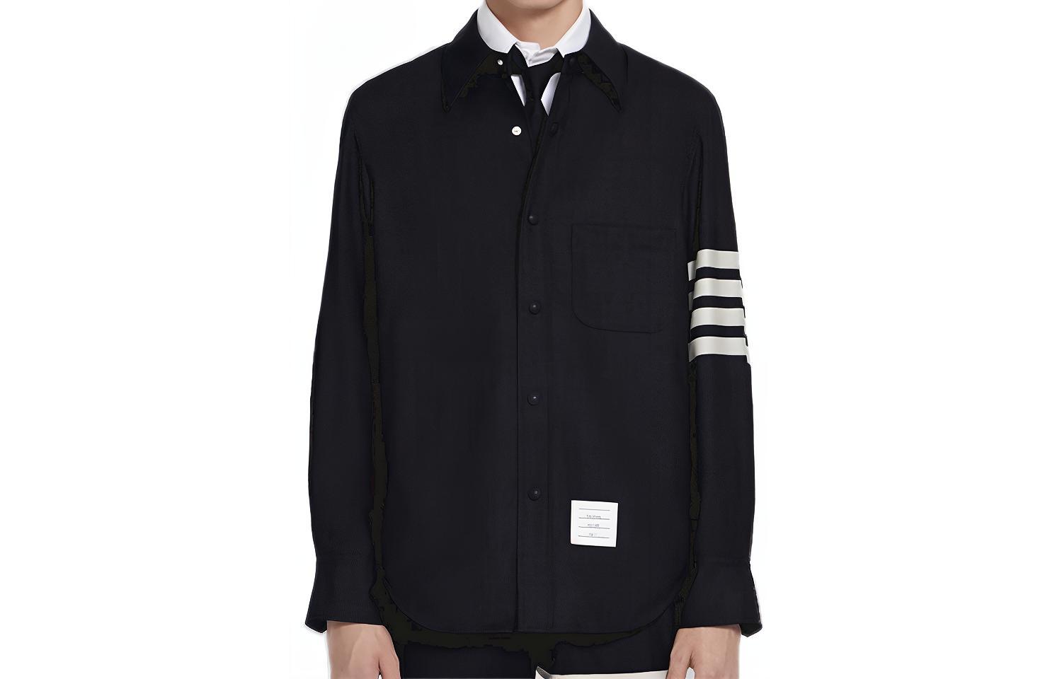 

THOM BROWNE Рубашка с четырьмя карманами, Marine Blue