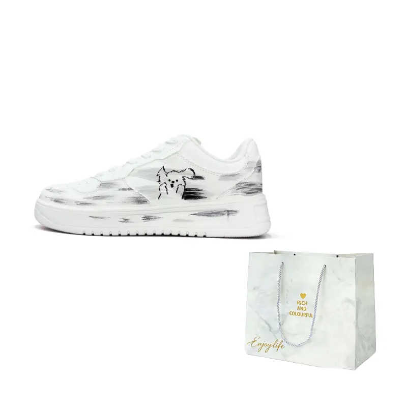 

ANTA Легкие мальтийские синтетические кожаные износостойкие и легкие низкие кроссовки для скейтбординга Unisex Black White