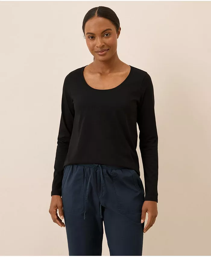 

Женская футболка из органического хлопка Softspun с длинными рукавами и круглым вырезом Pact, черный