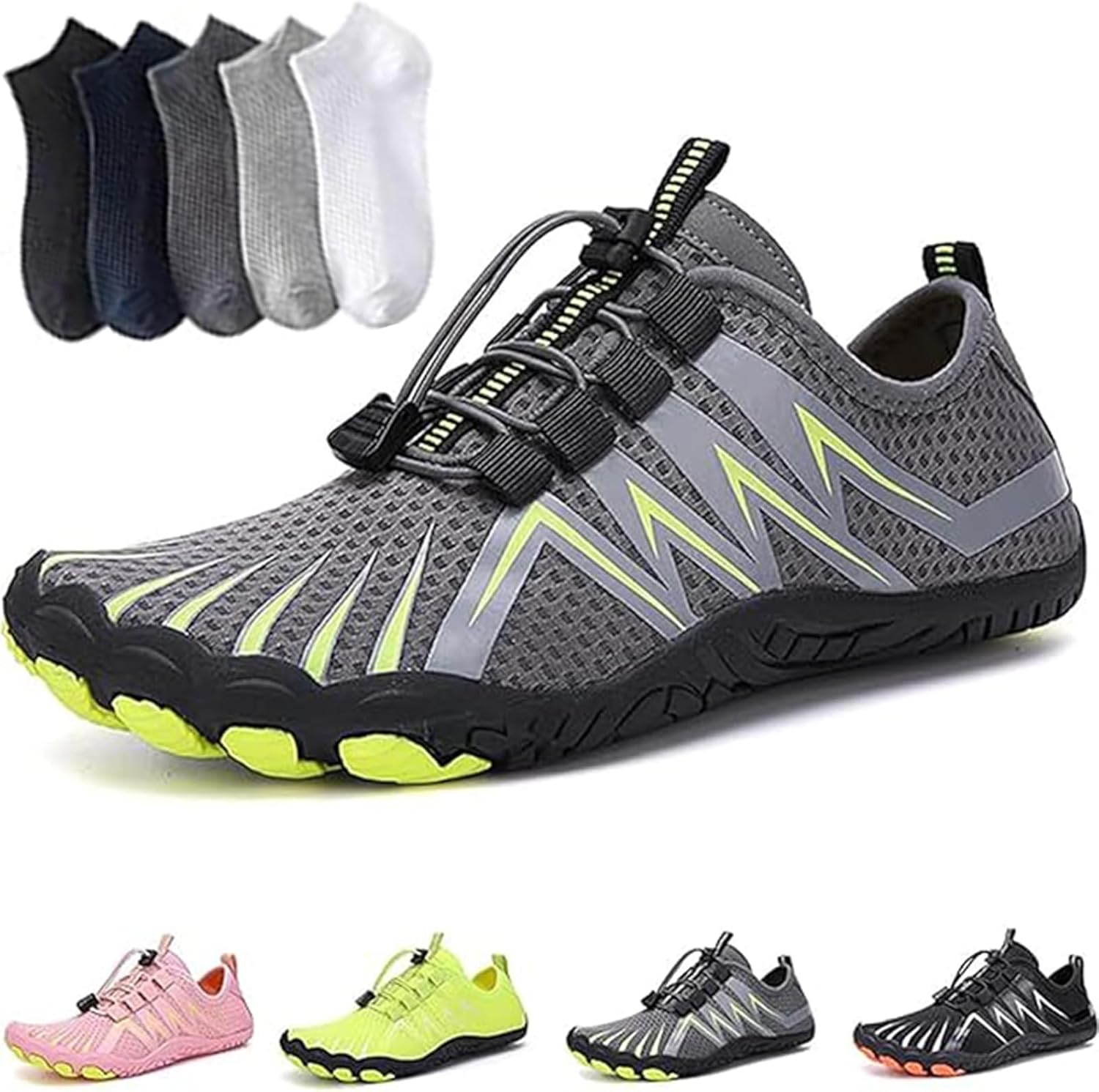 

Кроссовки с широкой носочной частью, дышащие, не скользящие, быстросохнущие, для воды, активного отдыха на улице, плавания, бассейна, пляжа, серфинга, прогулок, йоги на воде, реки, унисекс Giltpeak, серый