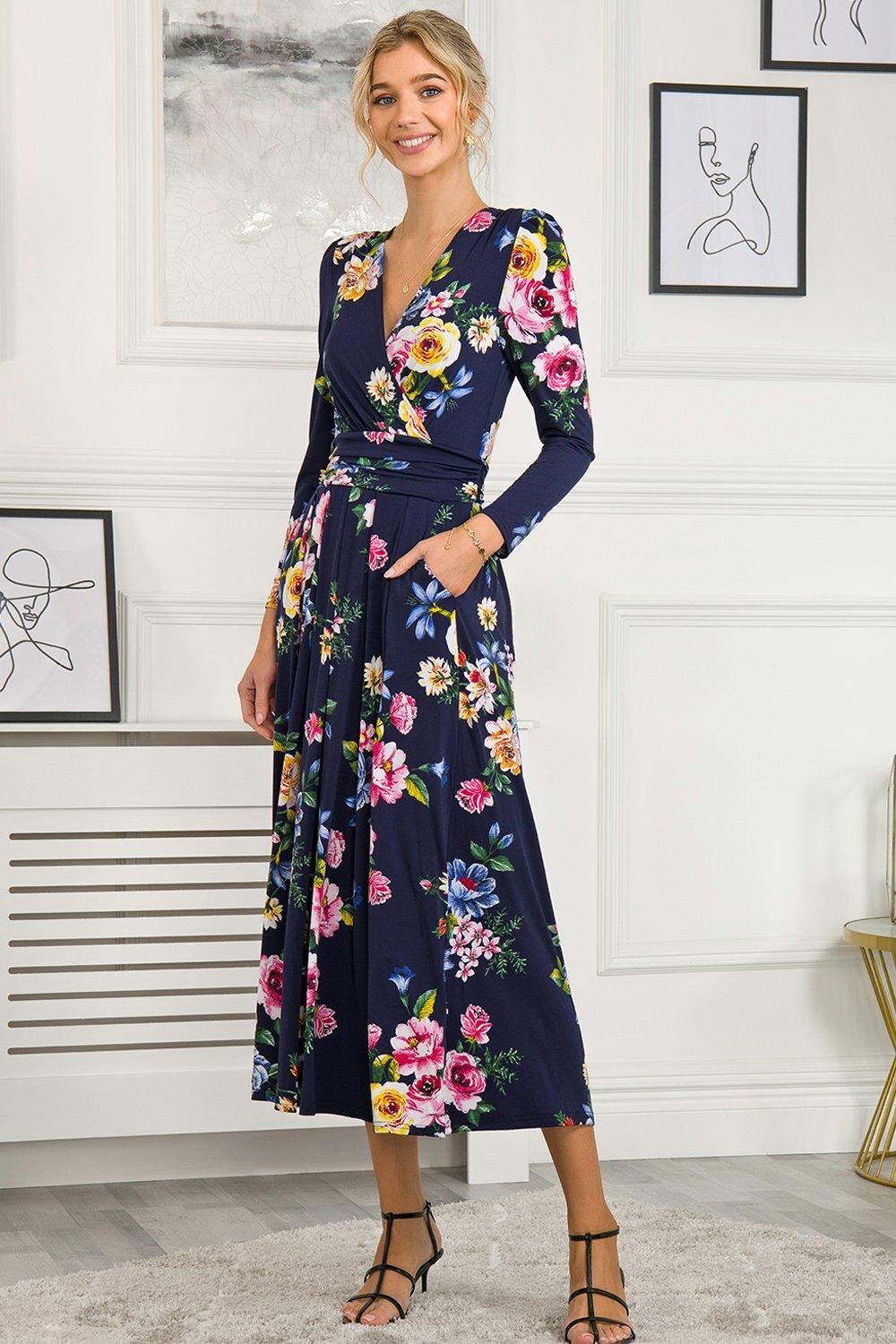 

Платье макси Greyson с длинными рукавами Jolie Moi, синий