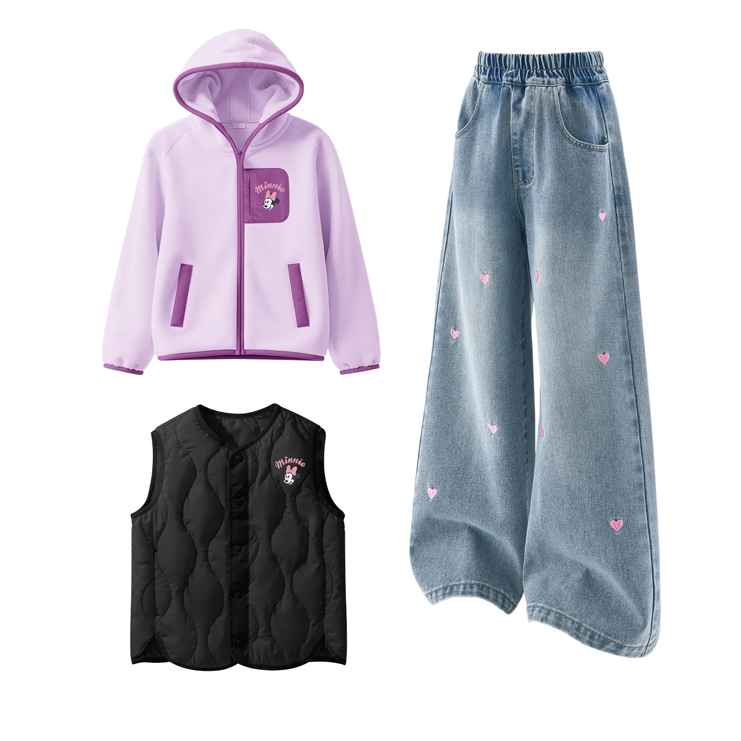 Детский спортивный комплект из 3 предметов Disney, [Thickened and Fleece-Lined]Silicone Eye-Lift K Purple+Solid Color Denim Light Blue+Silicone Eye-Lift K Black