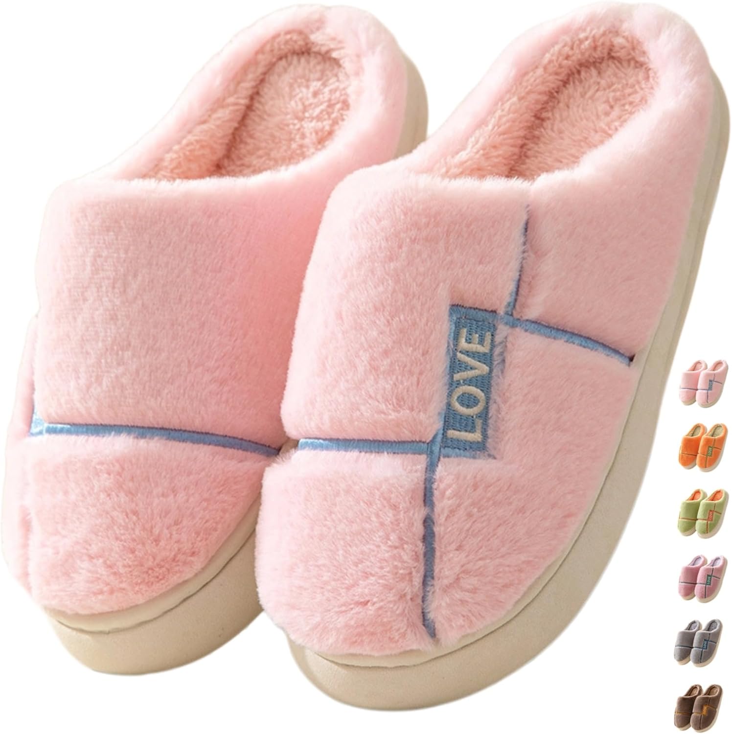 

Домашние тапочки iwhgrmp для женщин и мужчин, плюшевые хлопковые зимние теплые тапочки, милые комнатные тапочки для пары, мягкая подошва, тапочки для спальни, нескользящие шлепанцы, розовый