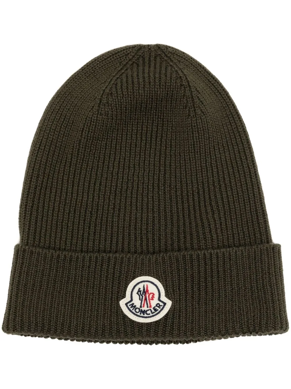 

Шапка бини в рубчик с нашивкой-логотипом MONCLER, зеленый