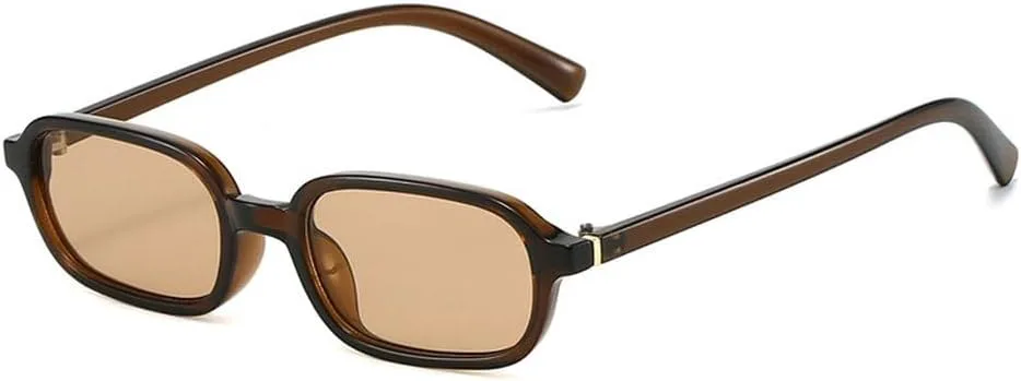 

Винтажные маленькие прямоугольные солнцезащитные очки для женщин, защита от УФ-излучения UV400, модная оправа с прозрачными линзами SKFGNX, Brown Champagne