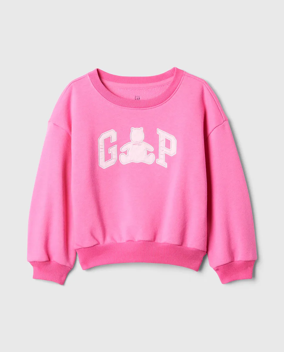 

Толстовка для девочек с круглым вырезом без капюшона, логотипом Gap и изображением медведя Браннан спереди, розовый