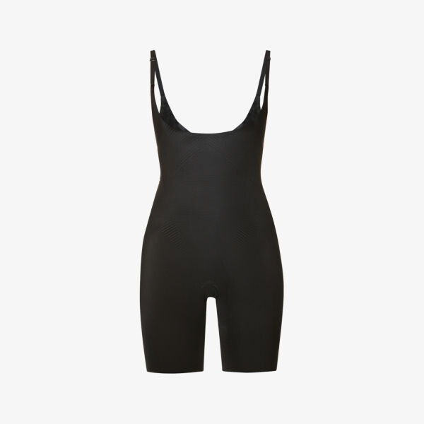 

Боди Thinstincts 20 из эластичного плетения с открытой грудью Spanx, черный