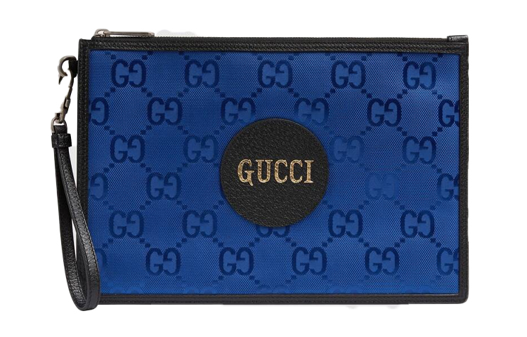 

GUCCI Вне сети Переработанный нейлон с кожаной клатч Унисекс Синий Черный
