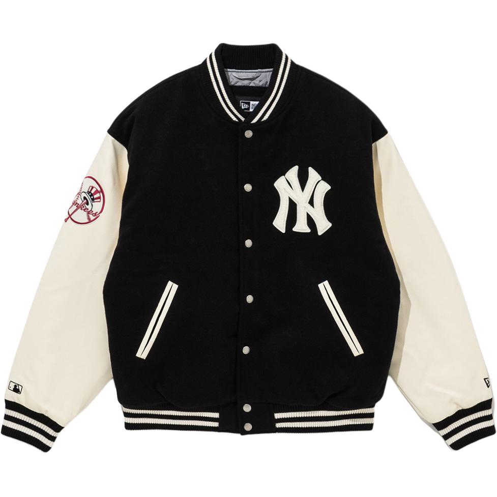 

New Era Бейсбольная куртка унисекс черно-белая, Black White