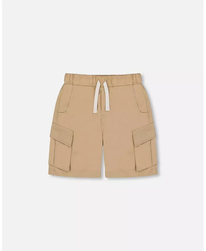 

Детские шорты с накладными карманами Baby Boys Parachute Cargo Pocket Shorts светло-бежевые Deux par Deux, коричневый/бежевый