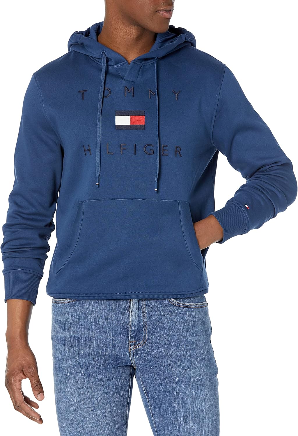 

Мужская толстовка с капюшоном Tommy Hilfiger Adaptive Flag Popover, Blue Jean