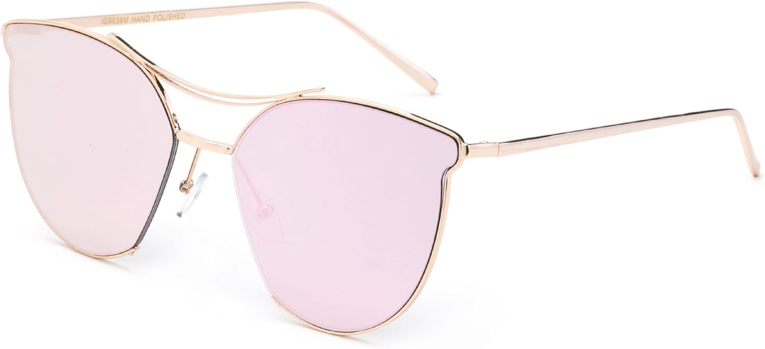 

Современные солнцезащитные очки для женщин в геометрическом дизайне «кошачий глаз» 2017 года, с качественной металлической оправой Newbee Fashion Sunglasses, Gold/Pink