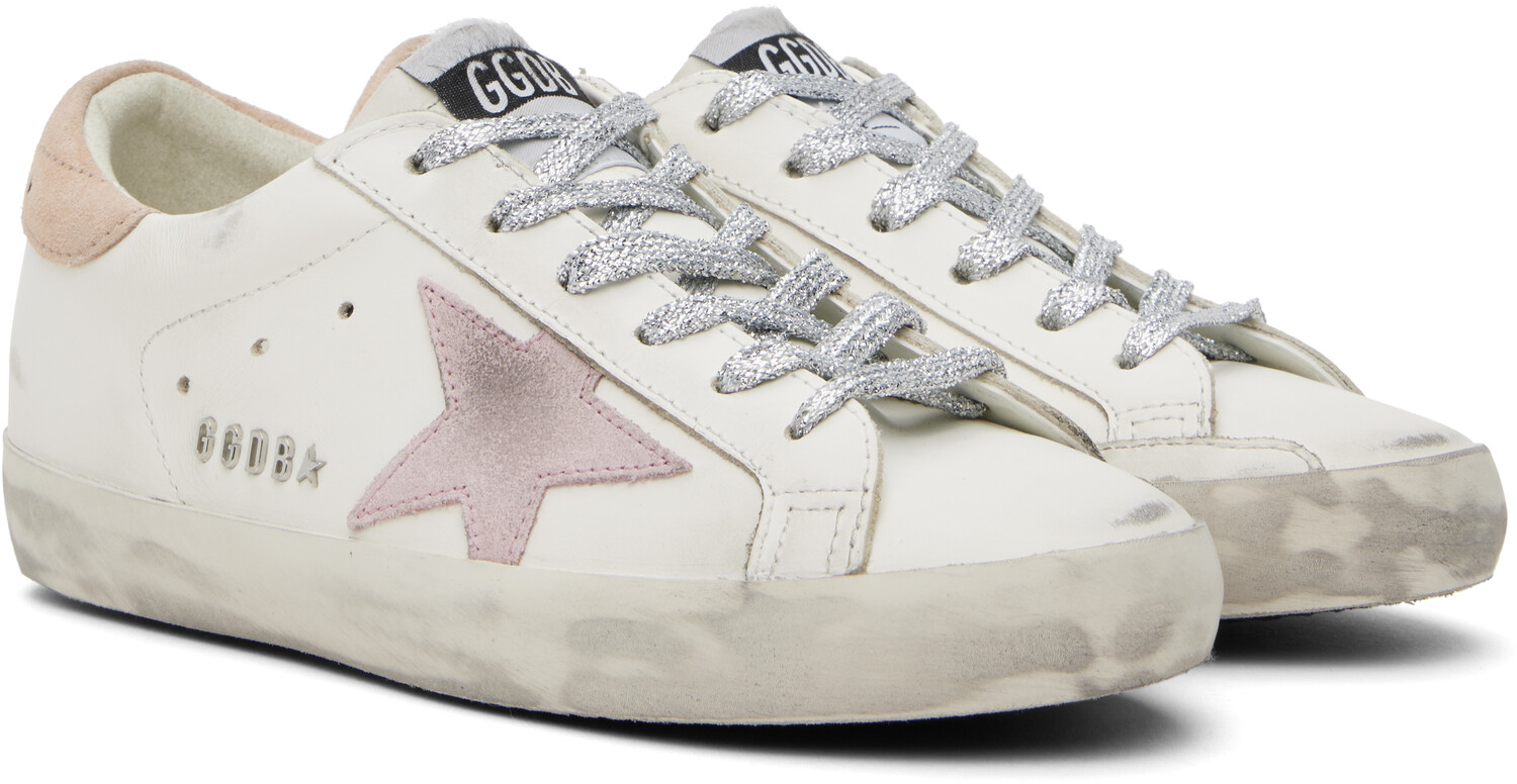 Белые и розовые кроссовки Super-Star Classic Golden Goose, Optic white/Antique — фото 4