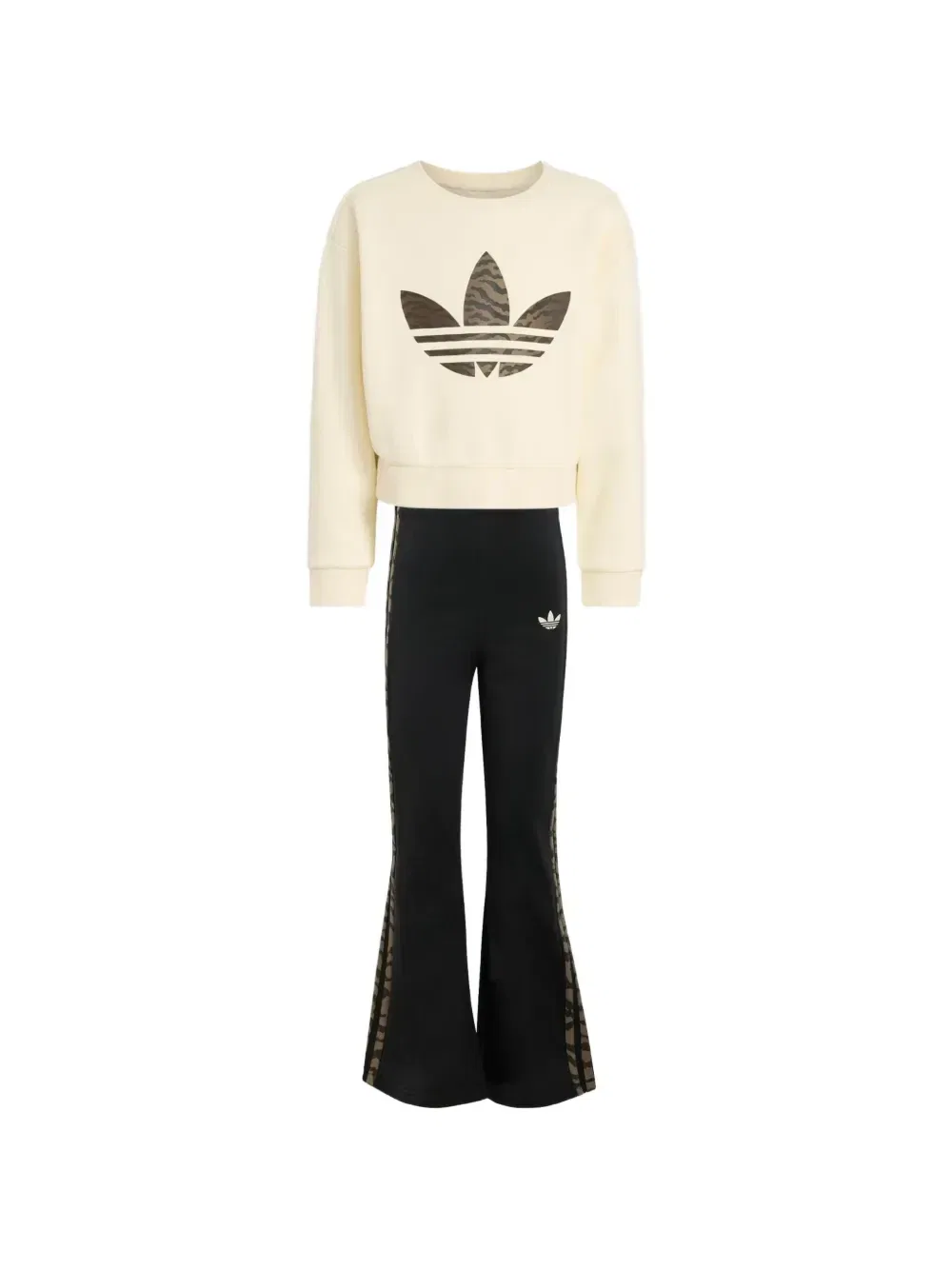 Спортивный костюм Trefoil с тигровым принтом Adidas Kids, бежевый