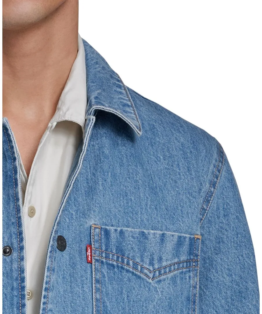 Мужская джинсовая куртка с тремя карманами и молнией Levi's, светлый-wash denim — фото 3