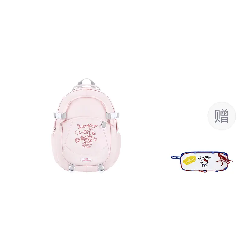 

Sanrio Полиэстеровый рюкзак обычный женский розовый, Hello Kitty-Pink+Hello Kitty Pen Pouch (without Rabbit Charm)