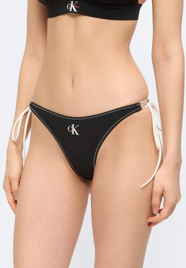 Плавки-Бикини с завязками по бокам и графическим монограммом. Calvin Klein Swimwear, Black — фото 3