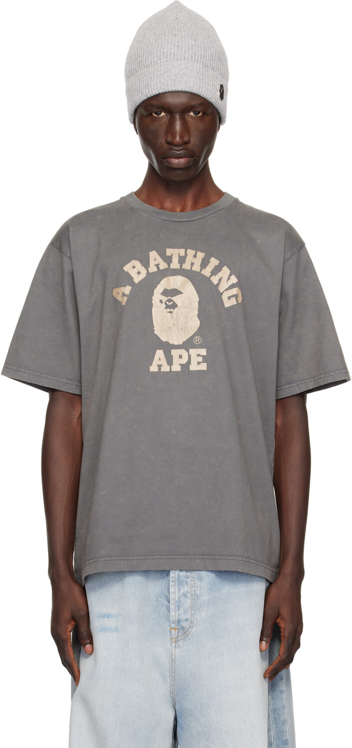 

Футболка колледжа серого цвета Overdye BAPE, Charcoal