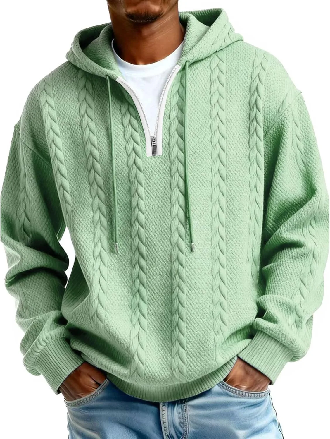 

Толстовка с капюшоном и молнией на четверть, мужская, оверсайз Niffouu