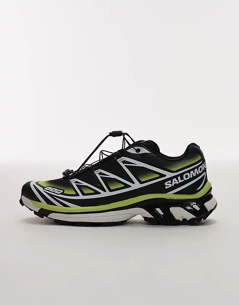 Кроссовки Salomon XT-6 Skyline черного, морского и ярко-зеленого цветов — фото 2