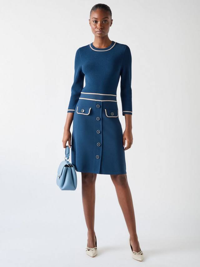 

Приталенное трикотажное платье ciara L.K.Bennett, цвет Navy/Cream