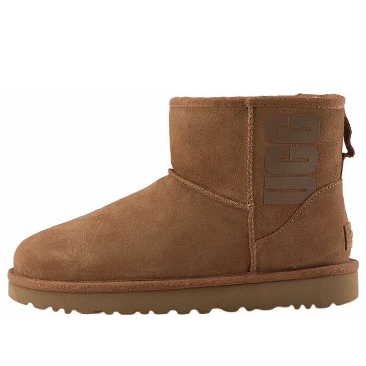 Угги (WMNS) UGG Classic Mini UGG Rubber Logo 'Chestnut'
