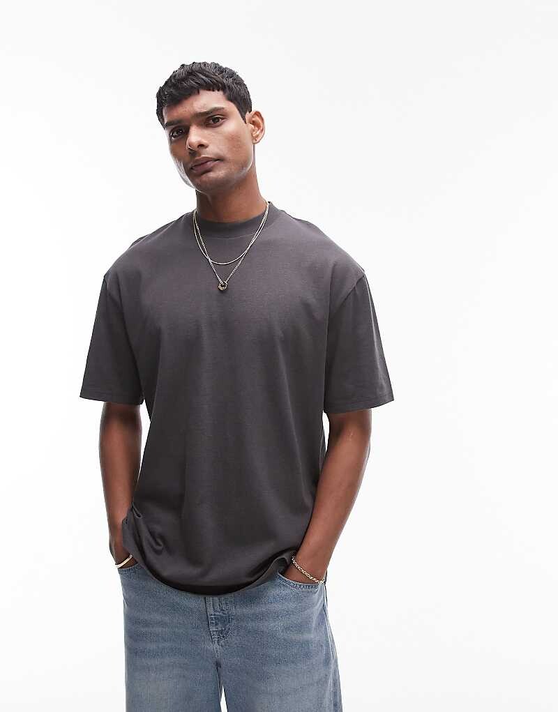 

Антрацитовая футболка Topman свободного кроя