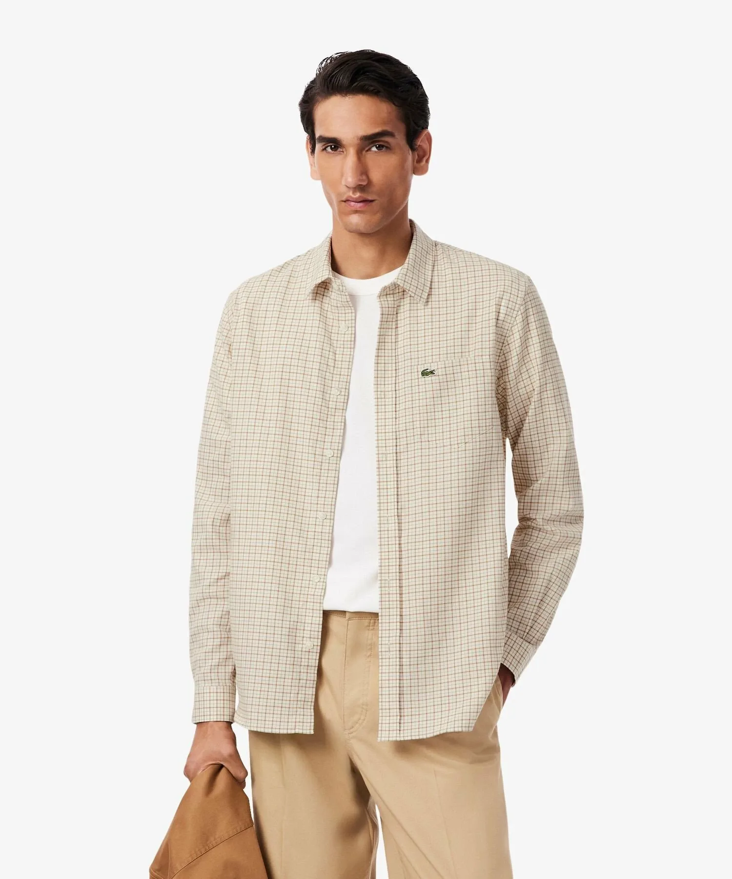 Клетчатая рубашка из органической хлопковой фланели LACOSTE, Beige