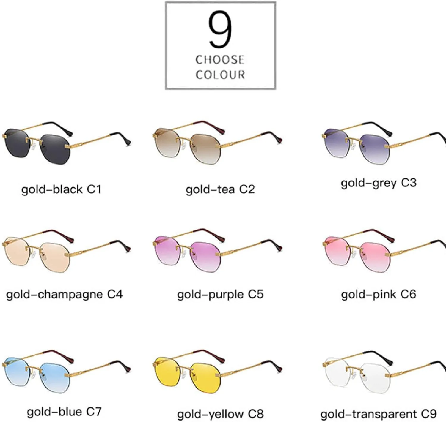 

Женские модные безободковые очки с градиентным переходом цвета; мужские овальные цветные солнцезащитные очки с защитой от УФ-излучения UV400 TOIPASTN, Clear