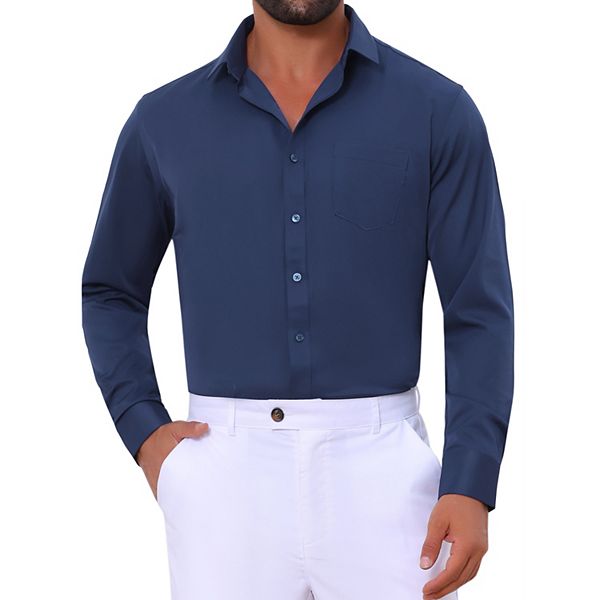 

Мужская классическая рубашка с длинным рукавом и отложным воротником Inspire Chic, Dark Blue